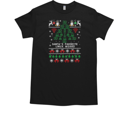 Santa's Favorite Linux Wizard Ugly Christmas T-Shirt