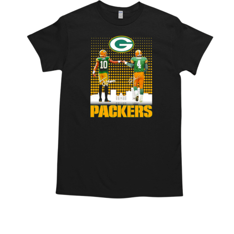 Brett Favre x Jordan Love Green Bay Packers signatures skyline T-Shirt