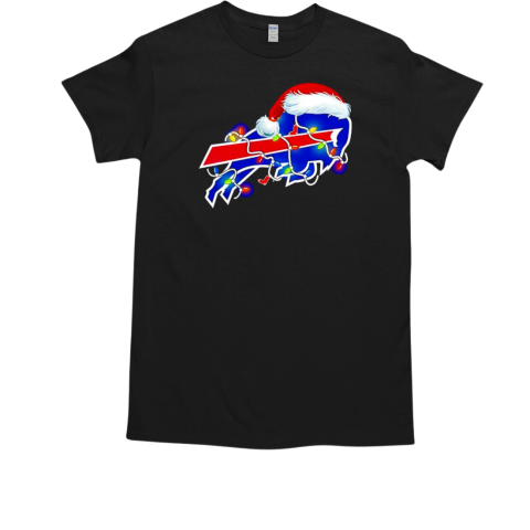 Buffalo Bills Santa hat Christmas lights T-Shirt