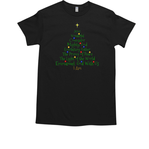 Christmas Tree Shirt Celebrating Jesus Names and Faith in the Holiday Season T-Shirt