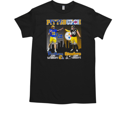 Eli Holstein Pitt Panthers On Saturdays X Tj Watt Pittsburgh Steelers On Sundays T-Shirt