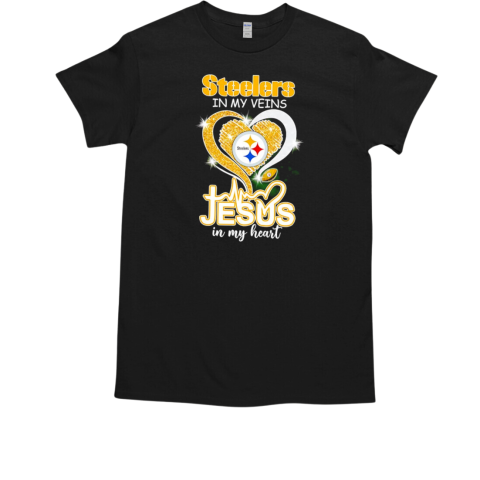 Pittsburgh Steelers in veins Jesus in my heart diamond T-Shirt