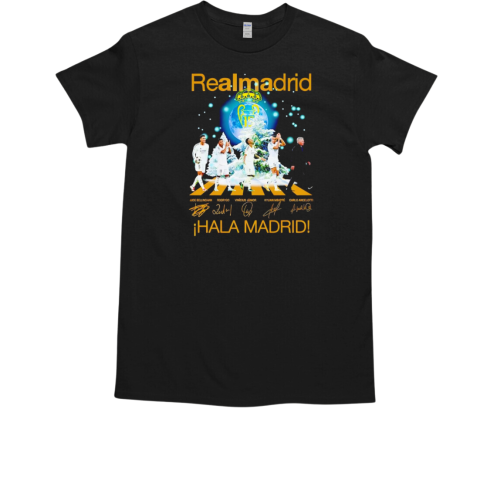 Real Madrid CF all team abbey road Merry Christmas signature T-Shirt