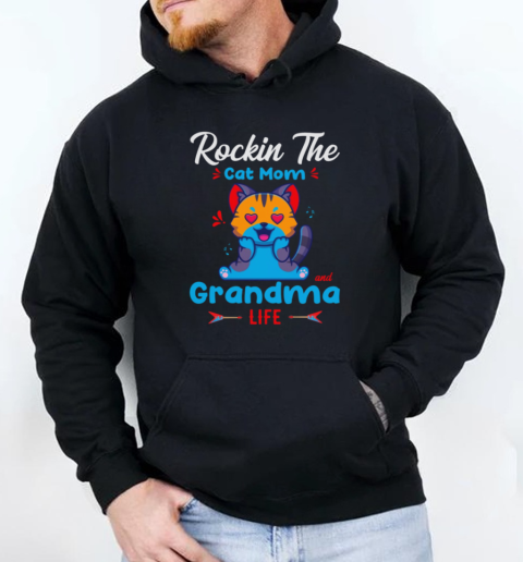 Rockin The Cat Mom Grandma Life Unisex Hoodie