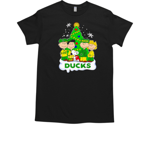 Snoopy and friends fans of Oregon Ducks Merry Christmas T-Shirt