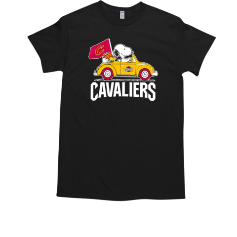 Snoopy x Woodstock driving car let's go Cleveland Cavaliers T-Shirt