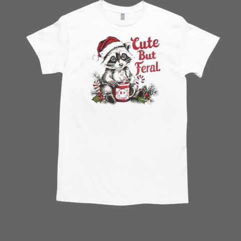 Cute But Feral Christmas Raccoon 2024 T-Shirt