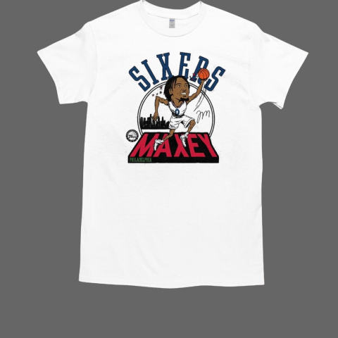 Tyrese Maxey 76ers Basketball 2024 25 City Edition Caricature T-Shirt