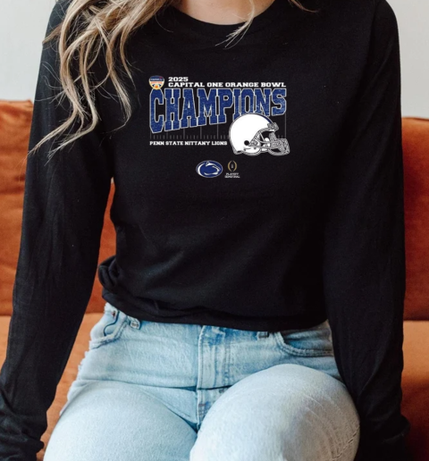 Penn State Nittany Lions 2025 Orange Bowl Champions College Football Playoff Semifinal Vintage Style With Helmet T- Long Sleeved T-shirt 