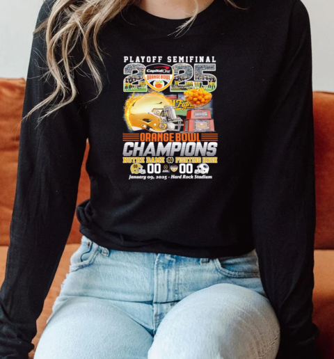 Playoff Semifinal 2025 Orange Bowl Champions Notre Dame Fighting Irish score T- Long Sleeved T-shirt 