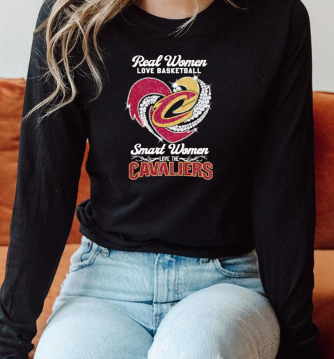 Real women love basketball smart women love the Cavaliers diamond heart T- Long Sleeved T-shirt 