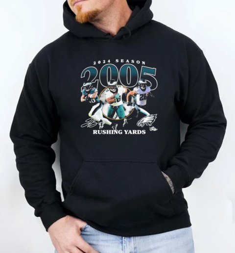 Saquon Barkley Philadelphia Eagles 2024 Season 2005 Rushing Yards Philly Signature T- Unisex Hoodie