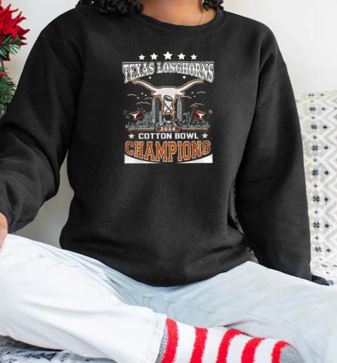 Texas Longhorns City Skyline 2025 Cotton Bowl Champions T- Unisex Sweatshirt