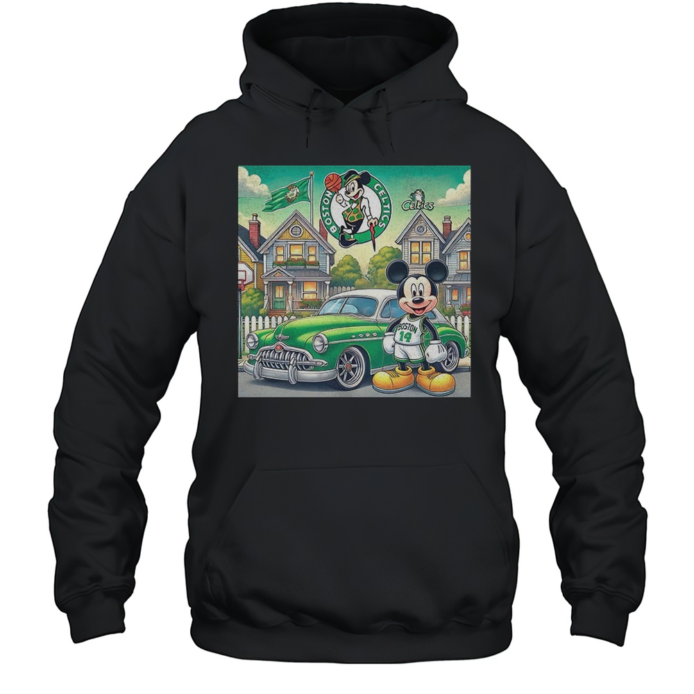 Boston Celtics Mickey Mouse Vintage Car Shirt Unisex Hoodie