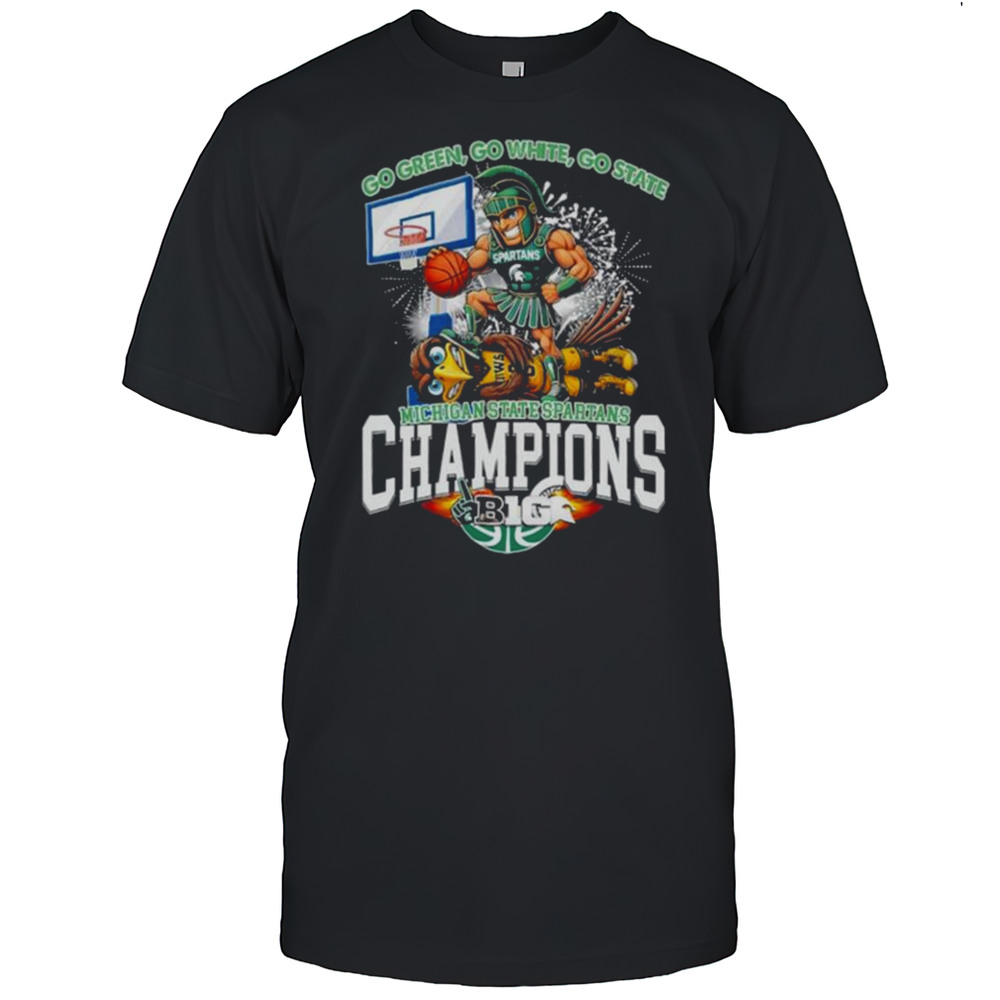 Michigan State Spartans Stomp Iowa Hawkeyes Go Green Go White Go State Big 10 Champions 2025 Mascot T-shirts