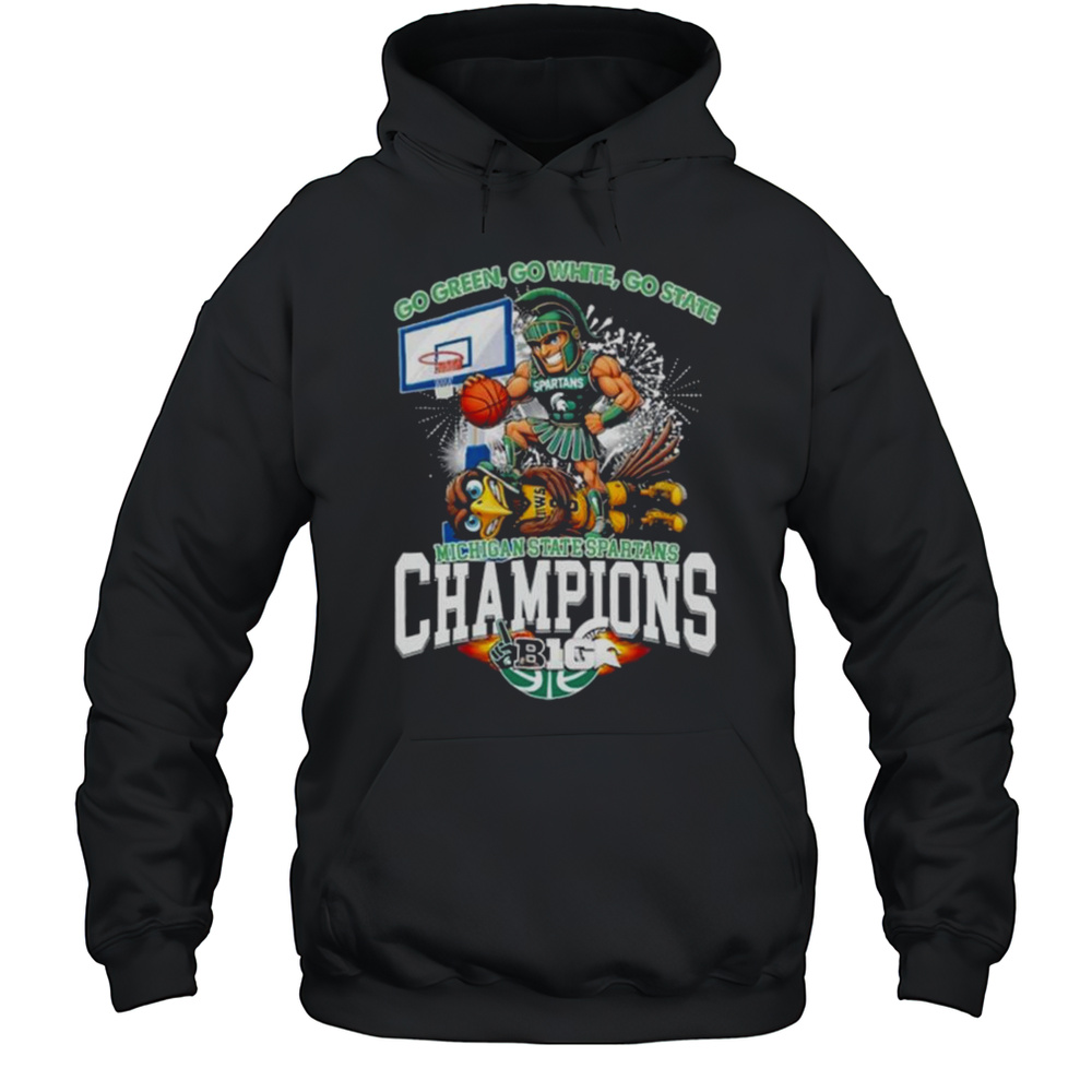 Michigan State Spartans Stomp Iowa Hawkeyes Go Green Go White Go State Big 10 Champions 2025 Mascot T-shirts Unisex Hoodie