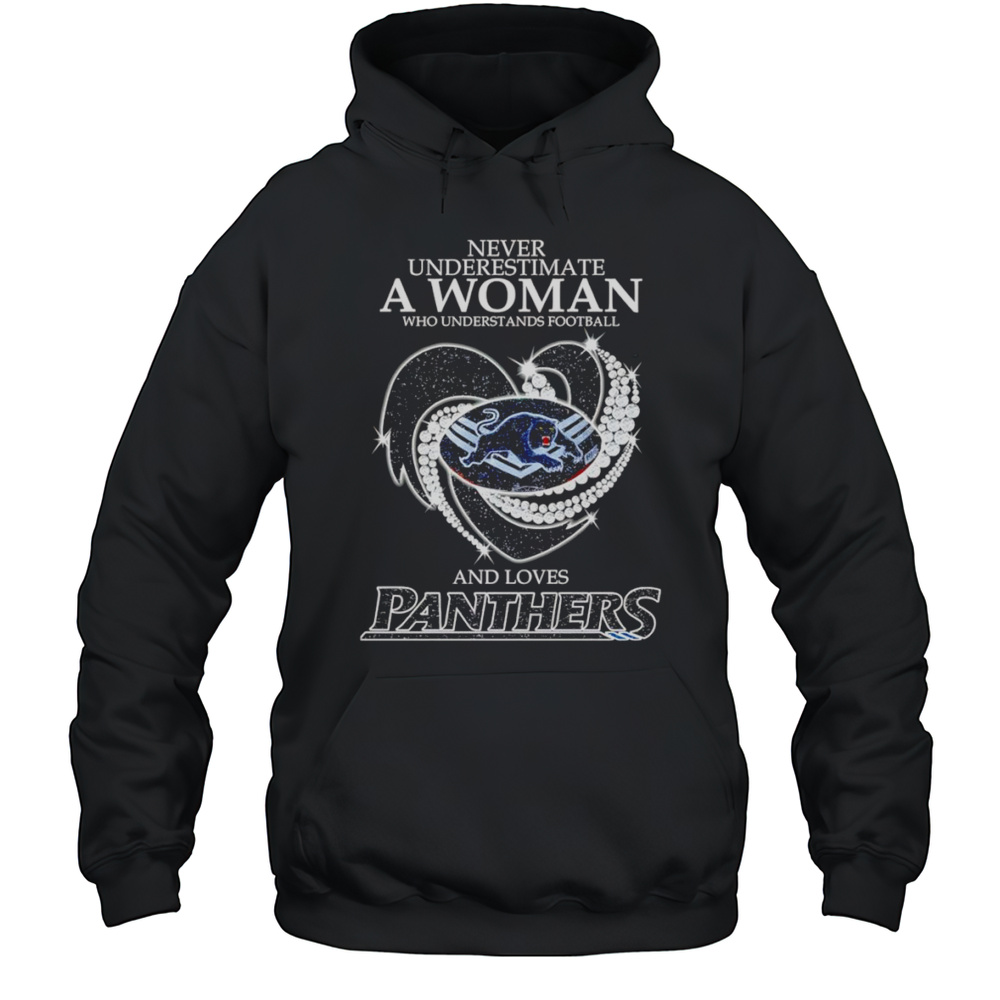 Never Underestimate A Woman Who Understands Football And Loves Panthers Diamond Shirt Unisex Hoodie