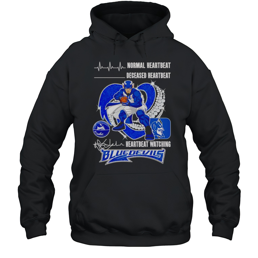 Normal Heartbeat Deceased Heartbeat Heartbeat Watching Duke Blue Devils Mascot Shirt Unisex Hoodie