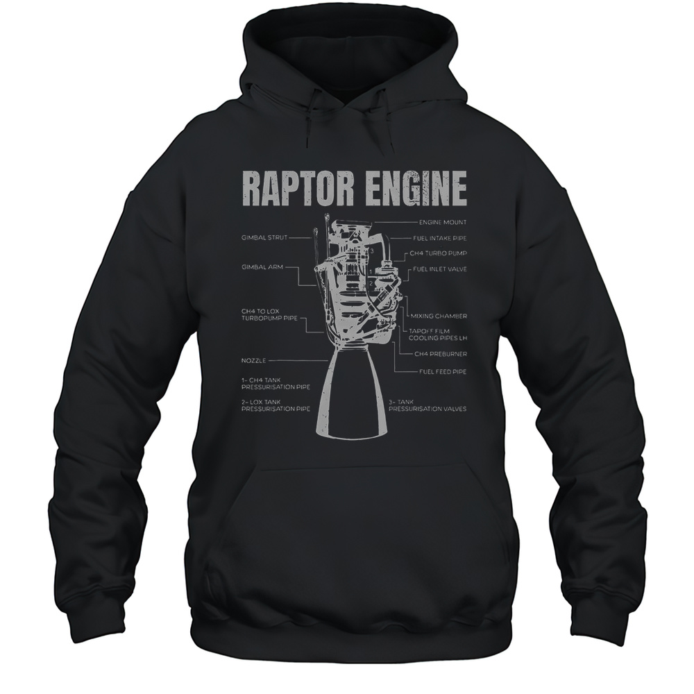 Premium Starship Raptor Engine For Space Explorer Rocket Scientist T-Shirt Unisex Hoodie