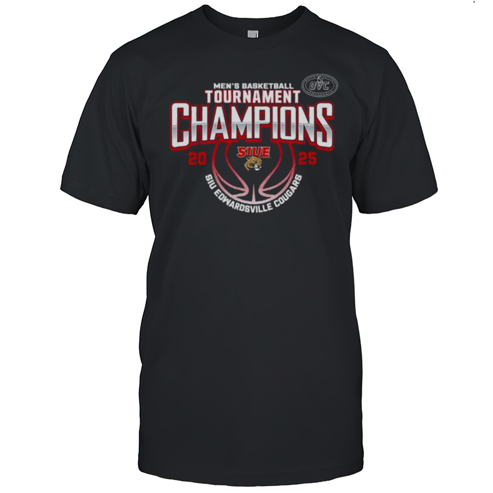 SIU Edwardsville Cougars 2025 OVC Mens Basketball Conference Tournament Champions T-Shirt