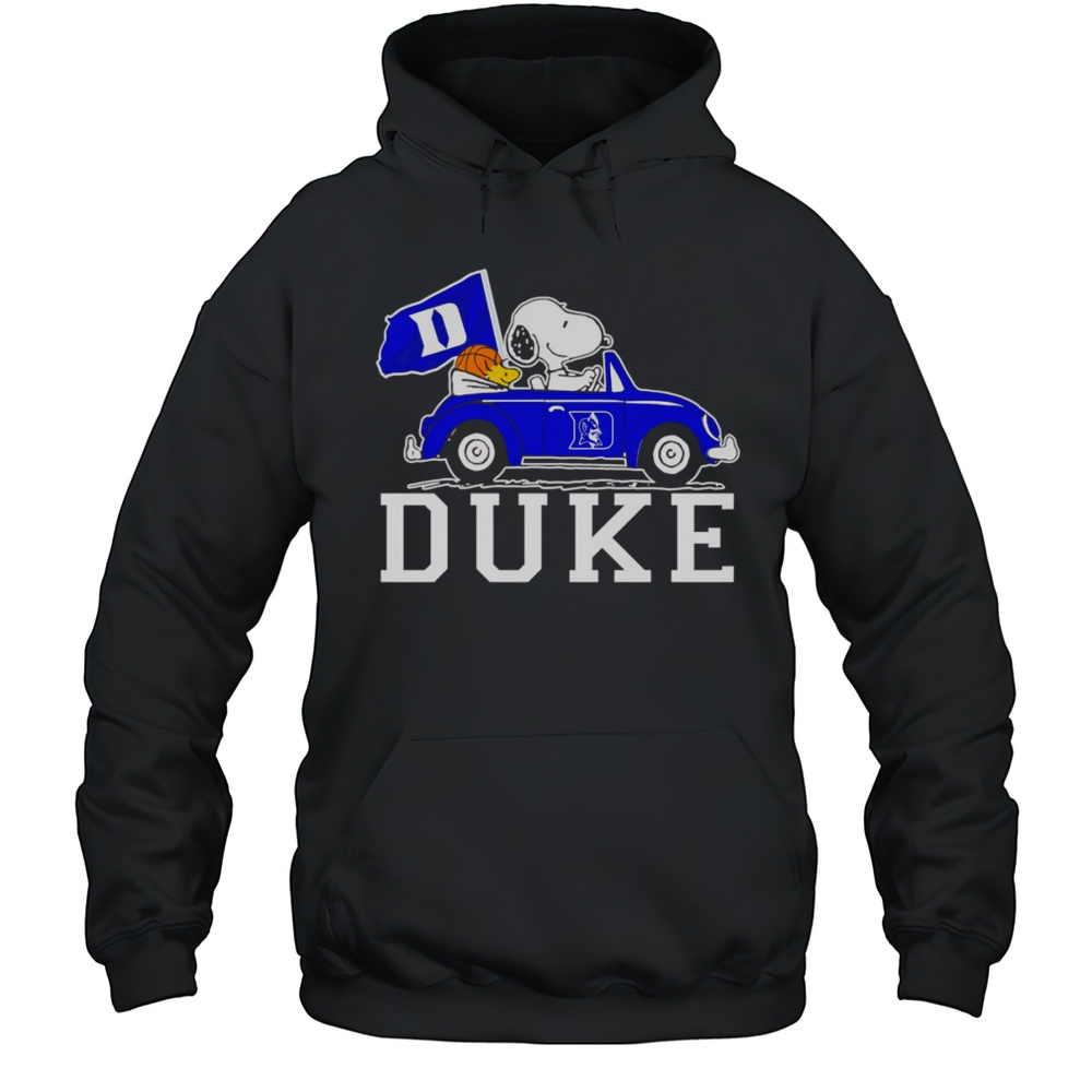 Snoopy And Woodstock Driving Duke Blue Devils Basketball Shirt Unisex Hoodie