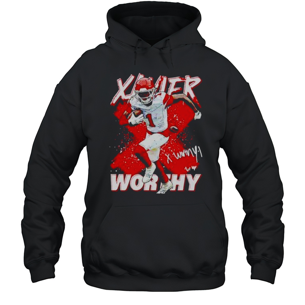 Xavier Worthy Kansas City Chiefs Signature Cross Shirt Unisex Hoodie