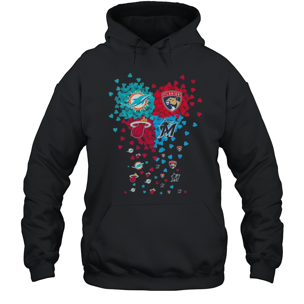Miami Dolphins Florida Panthers Miami Heat Miami Marlins Sport City Love T-shirt Unisex Hoodie