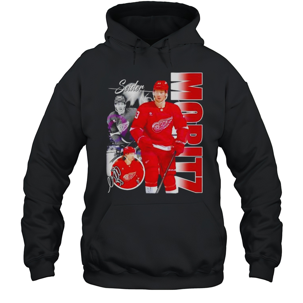 Moritz Seider Detroit Red Wings Players Collage Signature Shirt Unisex Hoodie