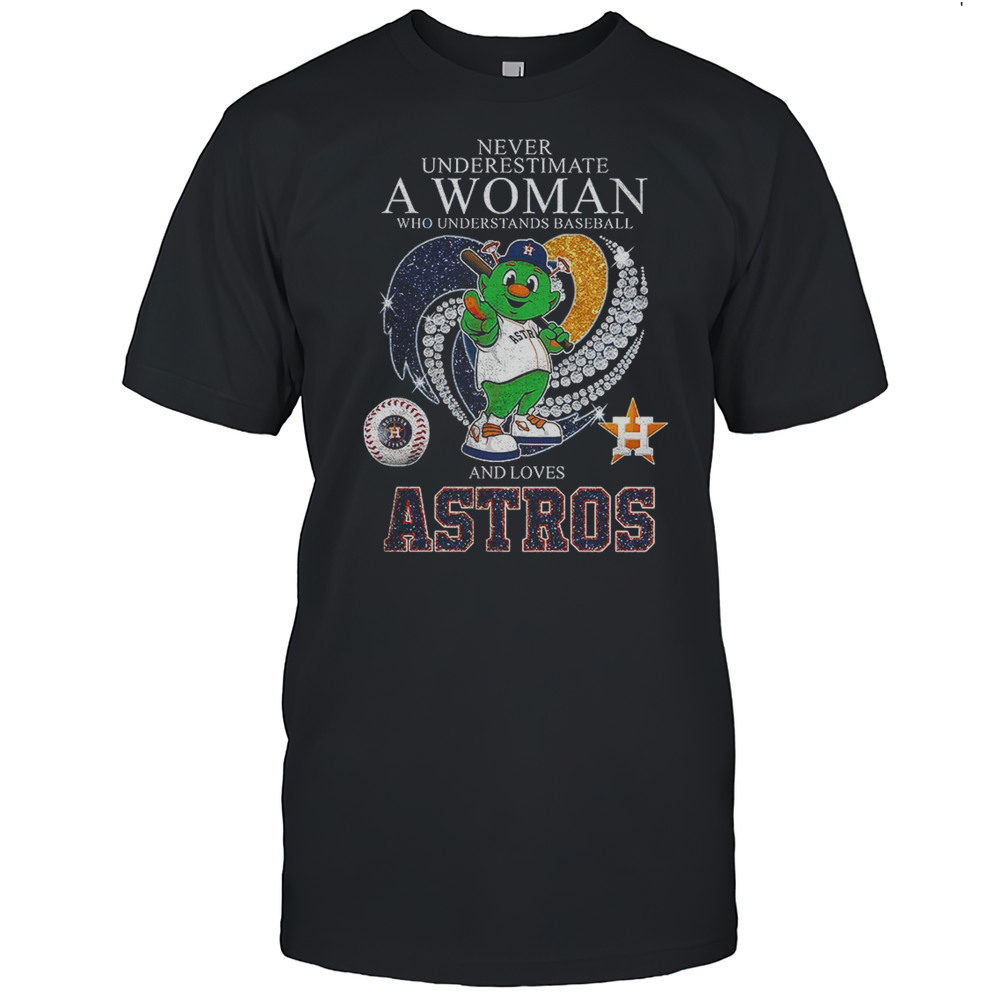 Orbit Mascot Never Underestimate A Woman Who Understands Baseball And Loves Astros Shirt