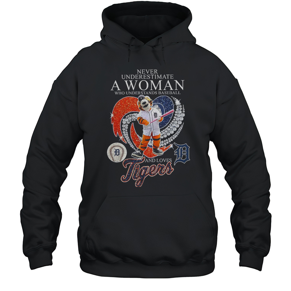Paws Mascot Never Underestimate A Woman Who Understands Baseball And Loves Tigers Shirt Unisex Hoodie