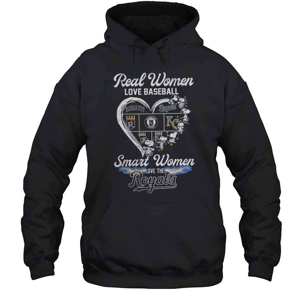Snoopy Real Women Love Baseball Smart Women Love The Royals Shirt Unisex Hoodie