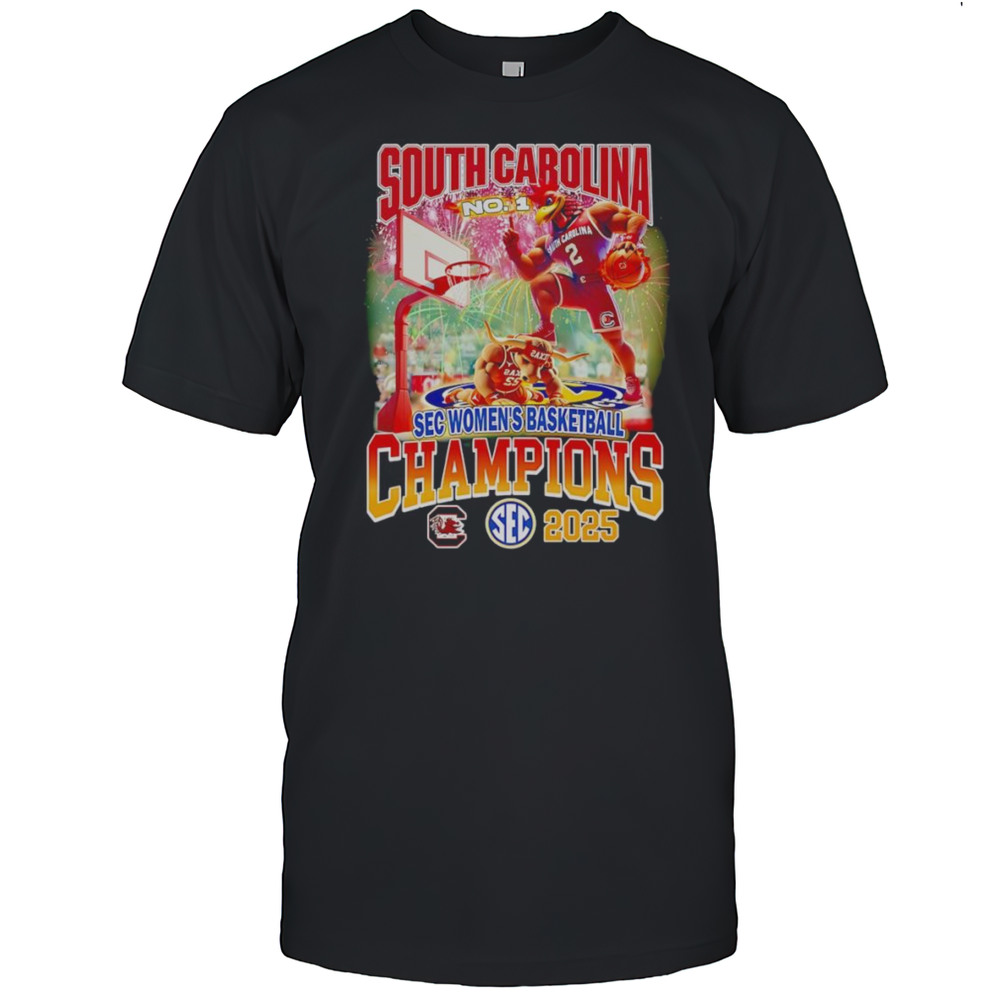 South Carolina No 1 SEC Womens Basketball Champions 2025 Mascot Shirt