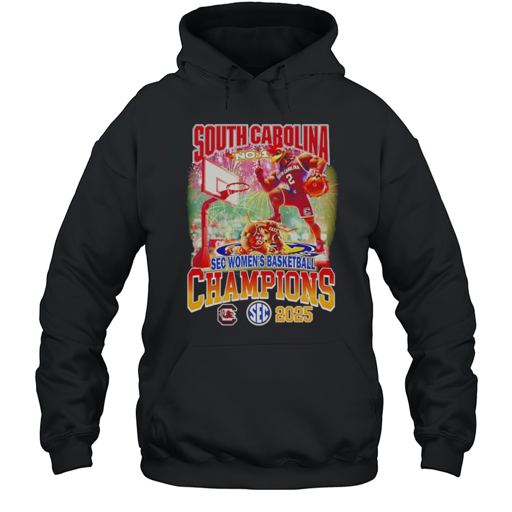 South Carolina No 1 SEC Womens Basketball Champions 2025 Mascot Shirt Unisex Hoodie