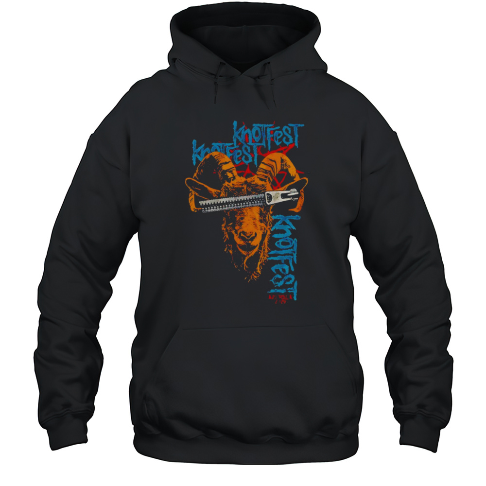 Zipper Face Goat Faded Shirt Unisex Hoodie