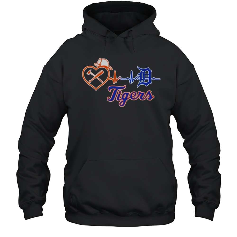 Firefighter Detroit Tigers Heartbeat Shirt Unisex Hoodie