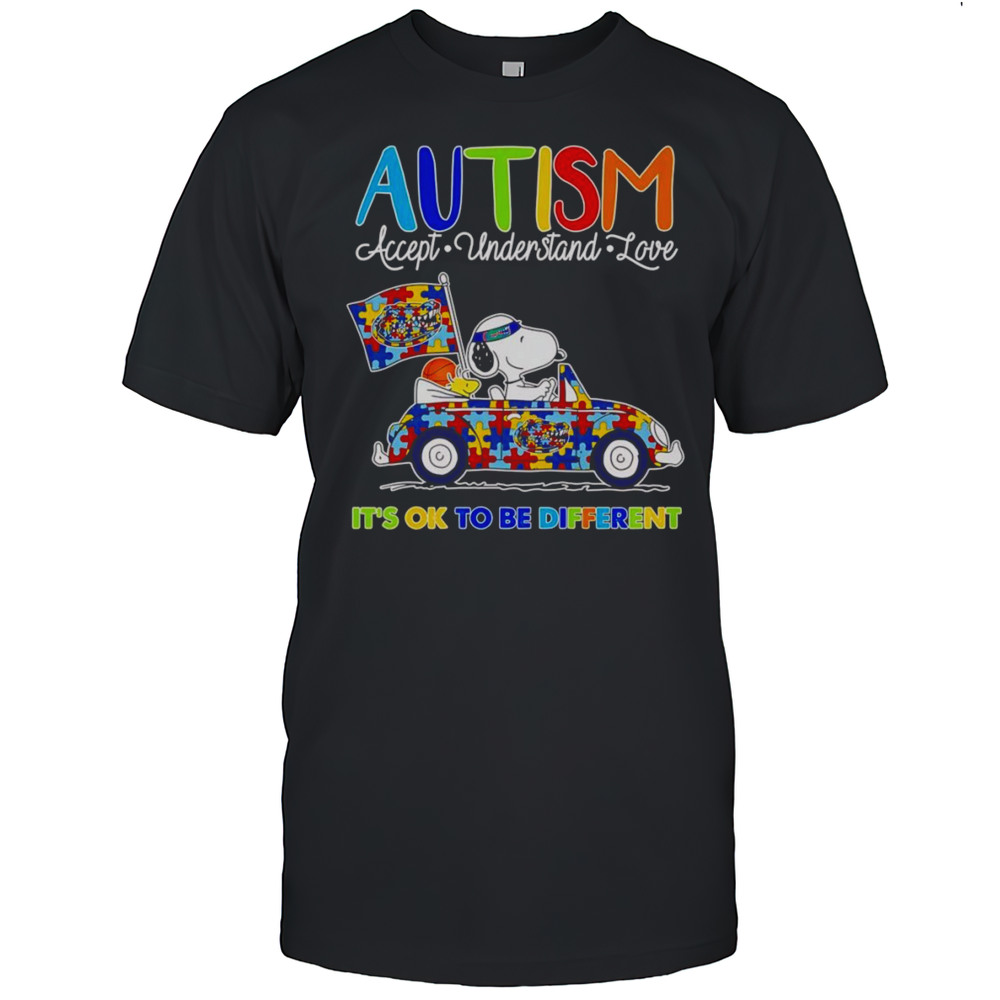 Snoopy Autism Accept Understand Love Its Ok To Be Different Florida Gators Shirt