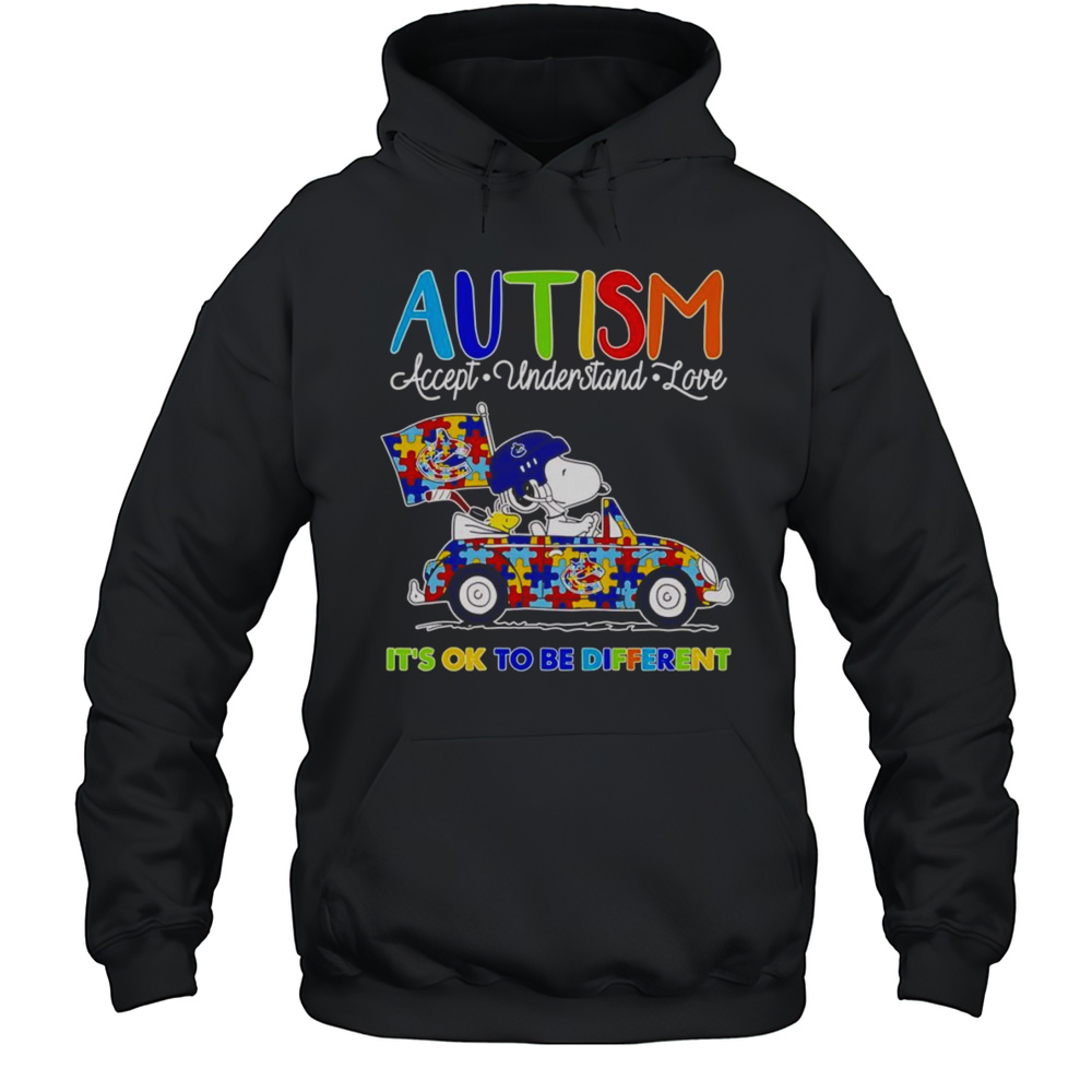 Snoopy Autism Accept Understand Love Its Ok To Be Different Vancouver Canucks Shirt Unisex Hoodie