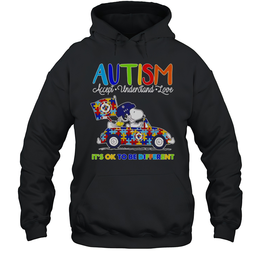 Snoopy Autism Accept Understand Love Its Ok To Be Different Winnipeg Jets Shirt Unisex Hoodie