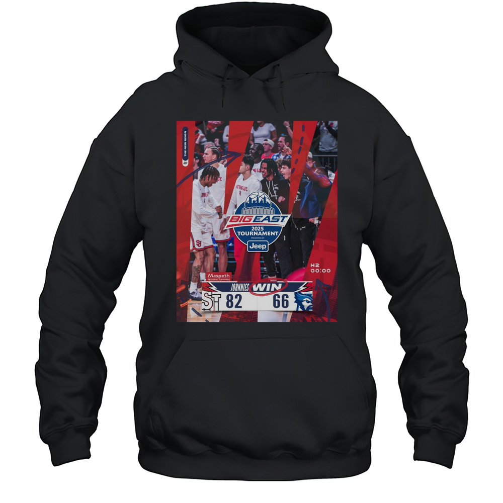 St Johns Red Storm Win Creighton Bluejays Final Score 82  66 Big East 2025 Tournament Poster T-shirt Unisex Hoodie