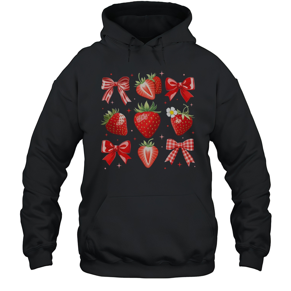 Strawberry Coquette Bow Strawberries Festival Girls Women Shirt Unisex Hoodie