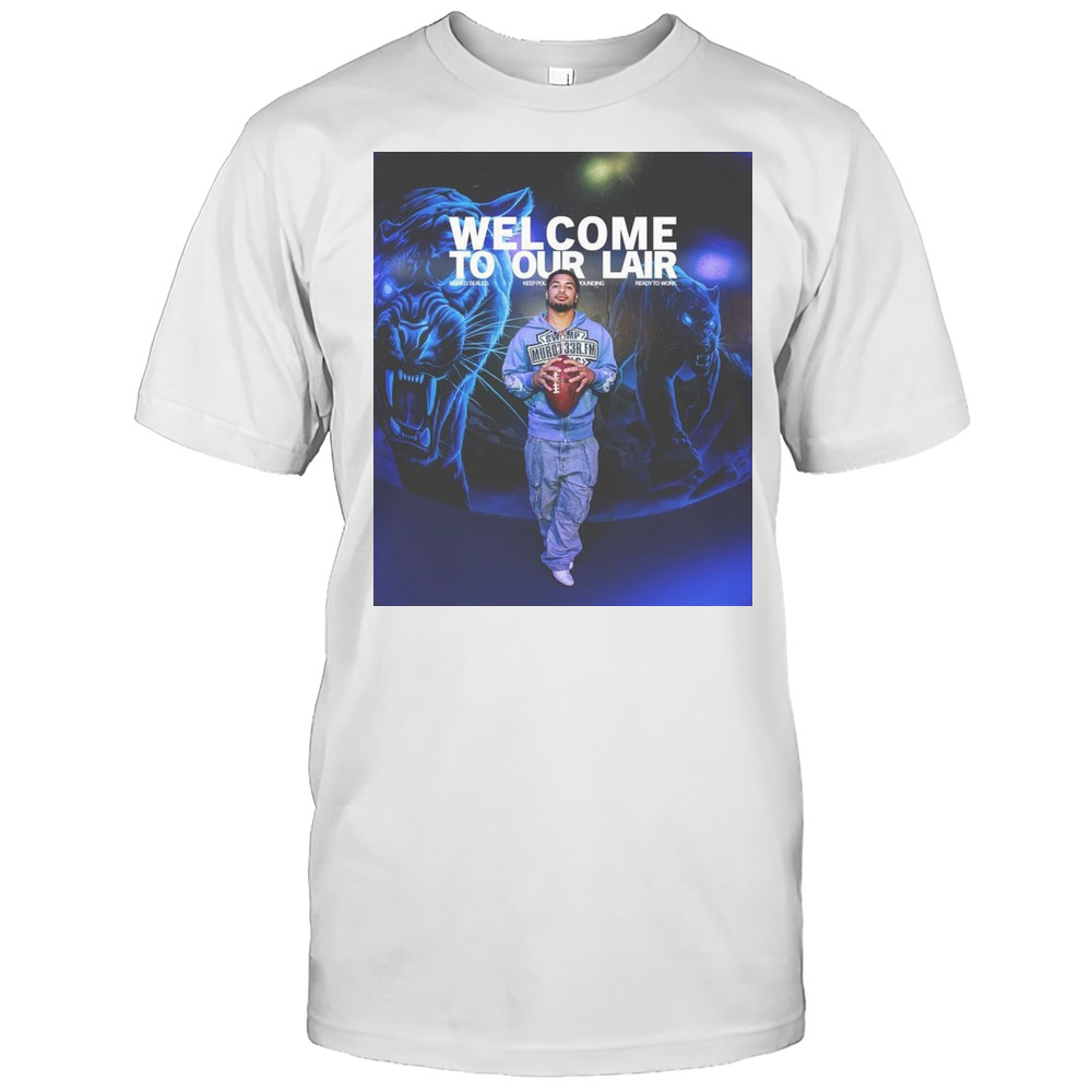 Trevon Moehrig Carolina Panthers NFL Welcome To Our Lair Keep Pounding Ready To Work T-shirt Trevon Moehrig Carolina Panthers NFL Welcome To Our Lair Keep Pounding Ready To Work T-shirt