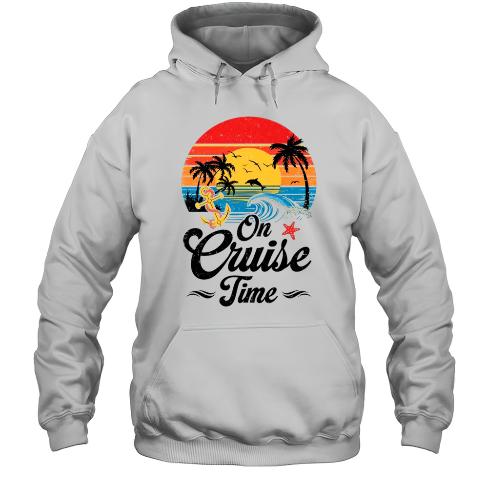 On Cruise Time Coconut Tree Graphic Summer Vacation Cruising Shirt Unisex Hoodie