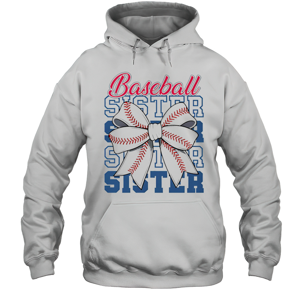Baseball Sister Coquette Bow Biggest Fan Sport Lovers Girl Shirt Unisex Hoodie