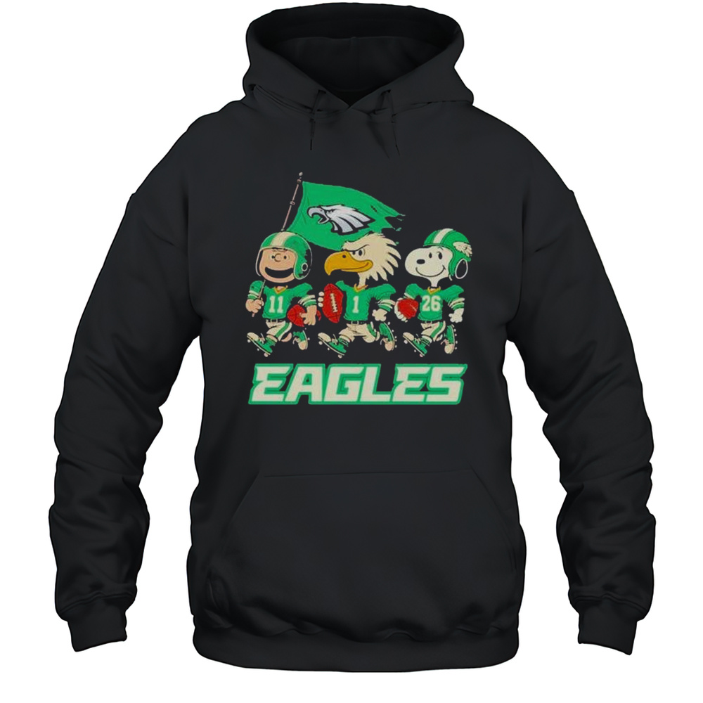 Charlie Brown Snoopy And Swoop Walking Philadelphia Eagles Shirt Unisex Hoodie