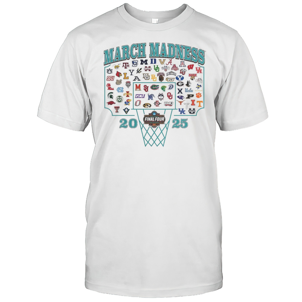 NCAA Mens Basketball Tournament March Madness Buzzer Beater Final Tour San Antonio All Team Logos 2025 T-shirt