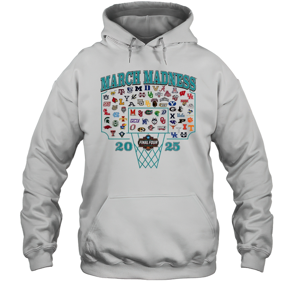 NCAA Mens Basketball Tournament March Madness Buzzer Beater Final Tour San Antonio All Team Logos 2025 T-shirt Unisex Hoodie