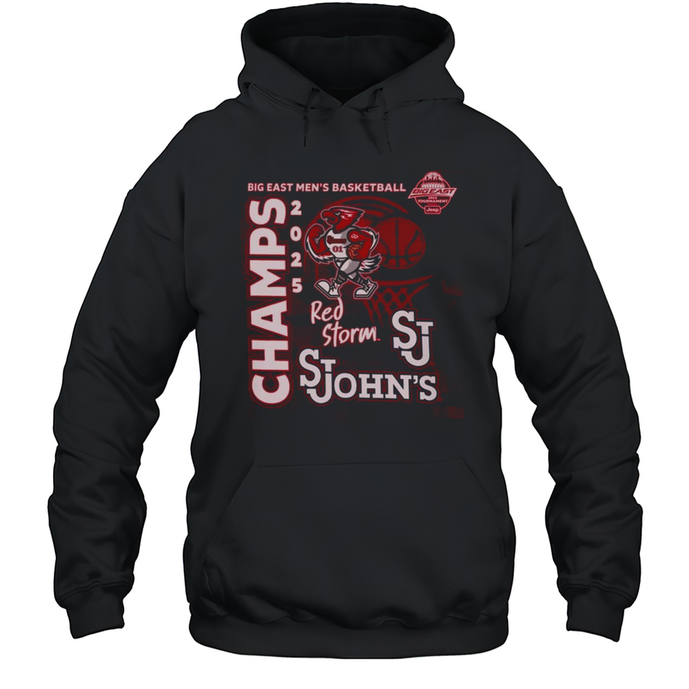 Red St. Johns Red Storm 2025 Big East Mens Basketball Conference Tournament Champions Shirt Unisex Hoodie
