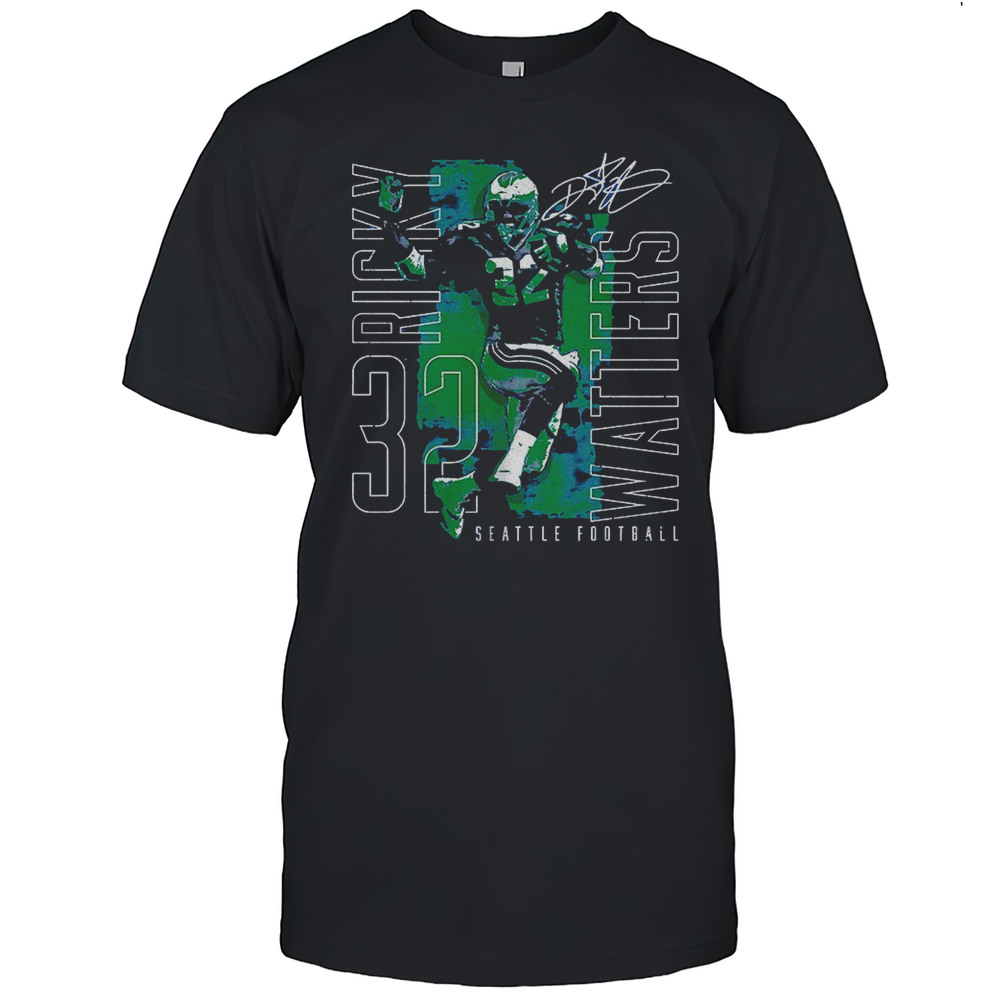 Ricky Watters Seattle Seahawks NFL Football Outline Name Signature Vintage Shirt