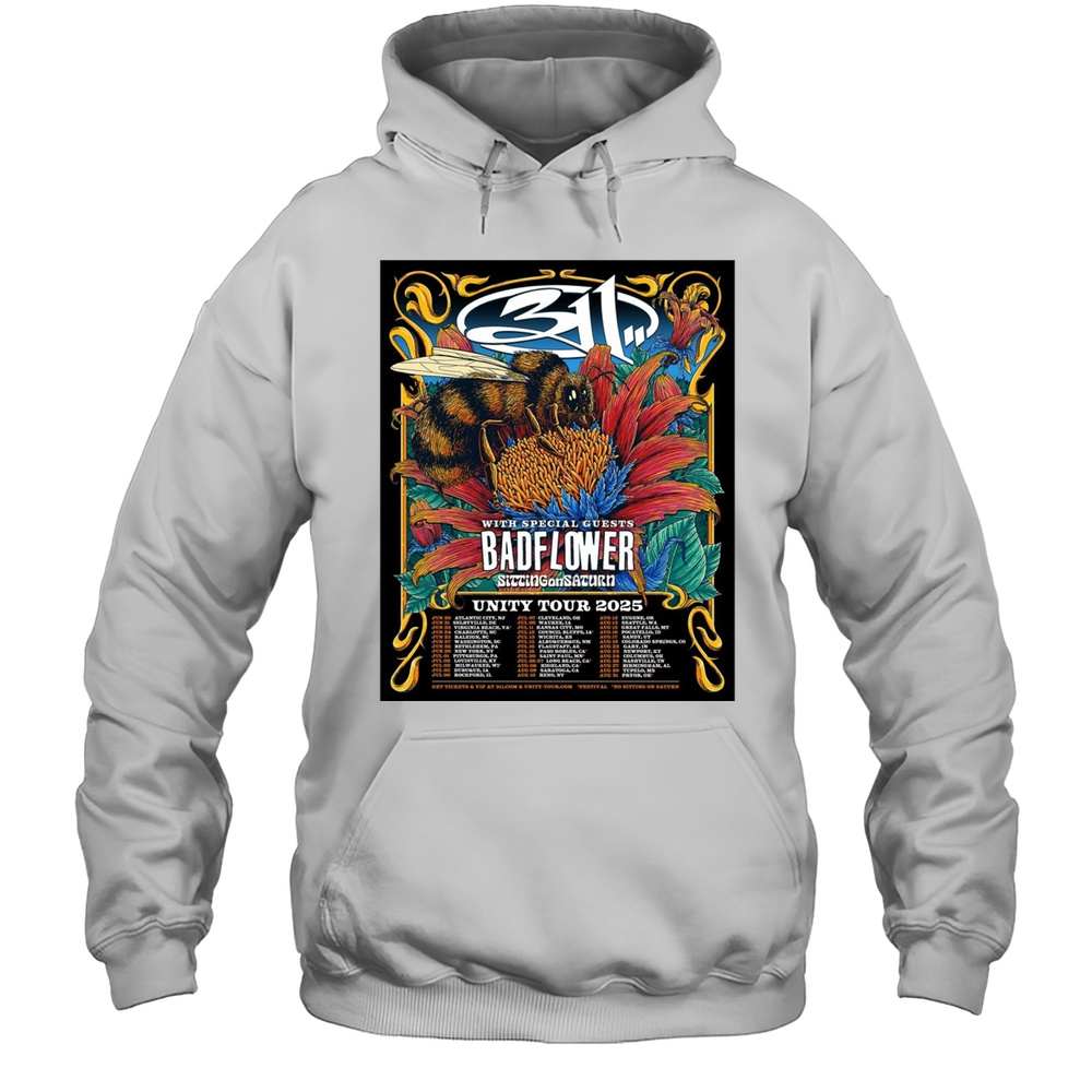 2025 311 Band Unity Tour With Special Guests Badflower Sitting On Saturn June 20 Atlantic City NJ T-shirt Unisex Hoodie