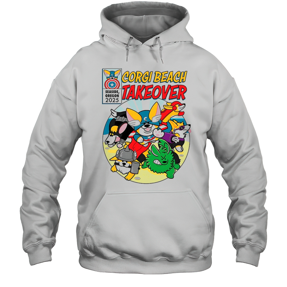 Corgi Beach Takeover Avengers Shirt Unisex Hoodie